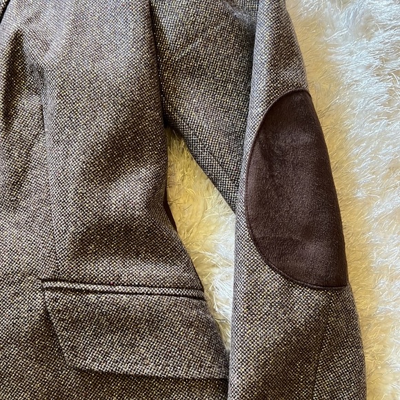 Liz Claiborne NWT sparkly gold thread/brown holiday blazer w patches szM - Picture 3 of 7